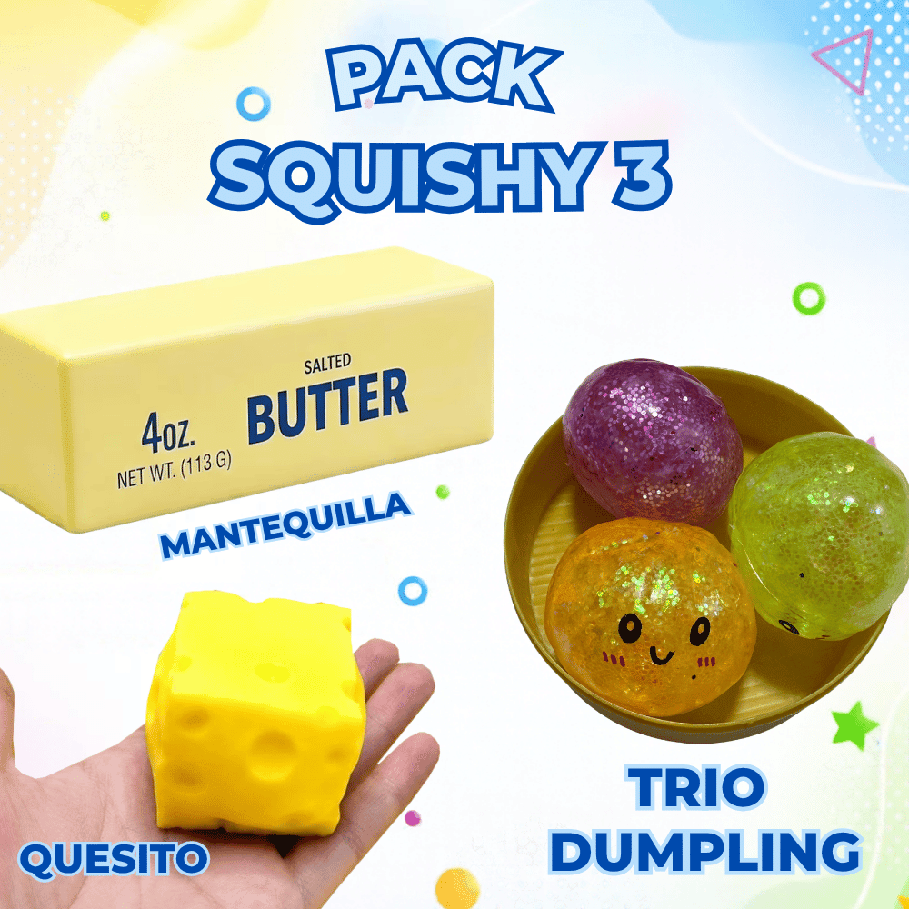 PACK SQUISHY 3 ( TRIO DUMPLING + MANTEQUILLA + QUESITO)1