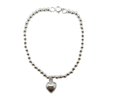 PULSERA ESFERAS Y CORAZÓN