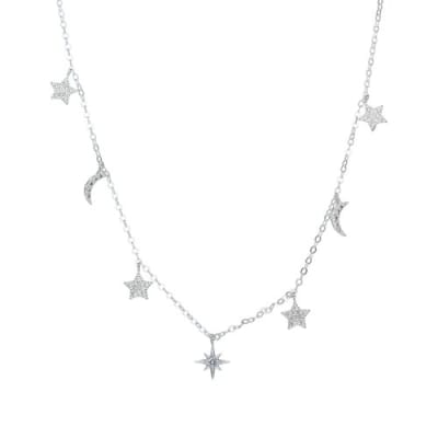 Collar Media Lunas y Estrellas con Circones