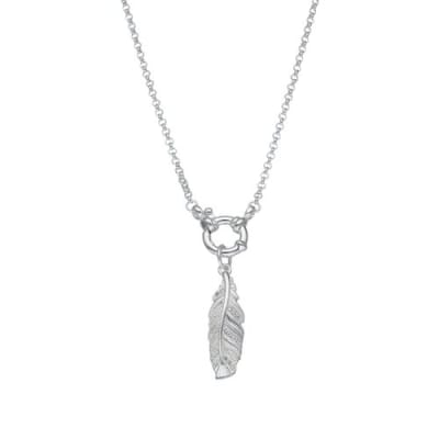 Collar Pluma Circón con Broche Timón