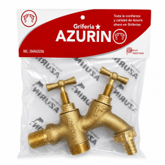 CAÑO PARA LAVANDERIA DOBLE SALIDA BRONCE AZURIN