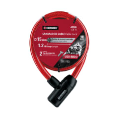 CANDADO DE CABLE CON LLAVE 15MM x 1.20 MT PARA BICILETA (43920) HERMEX