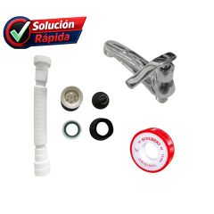 PACK INSTALACIÓN DE LAVATORIO C&A CON TRAMPA FLEXIBLE Y TEFLÓN
