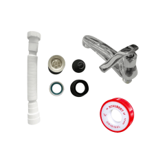 PACK INSTALACIÓN DE LAVATORIO C&A CON TRAMPA FLEXIBLE Y TEFLÓN