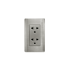 TOMACORRIENTE DOBLE C/LINEA TIERRA METAL (OP-S26) OPALUX