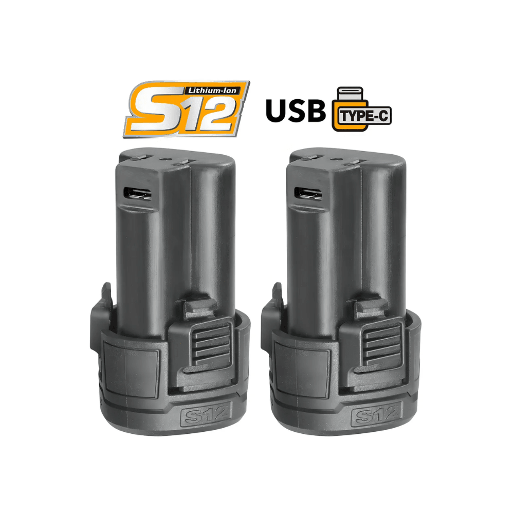 TALADRO ATORNILLADOR INALÁMBRICO 12V + 2 BATERÍAS INGCO4