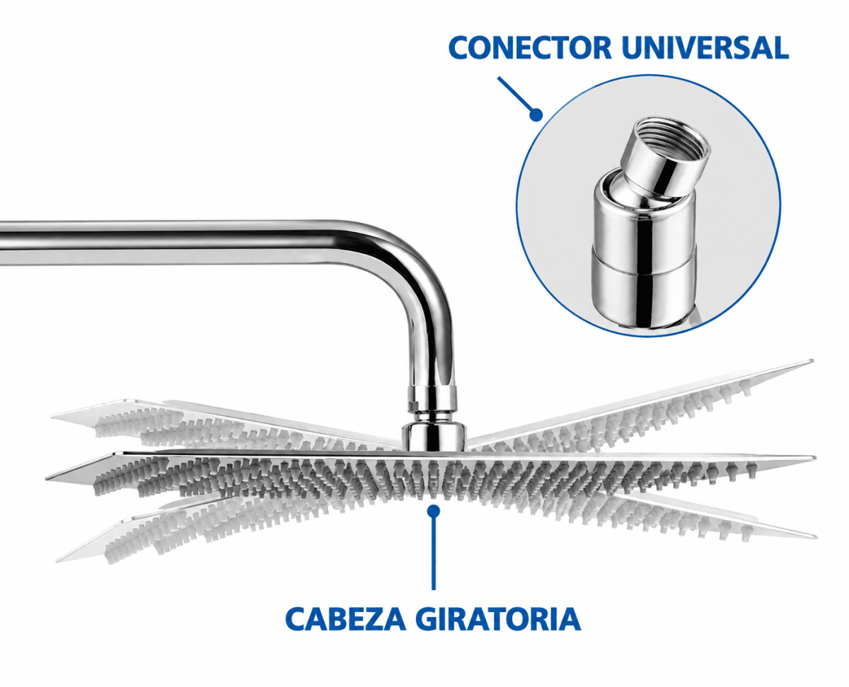 Ducha española cuadra acero inoxidable 10” C&A3