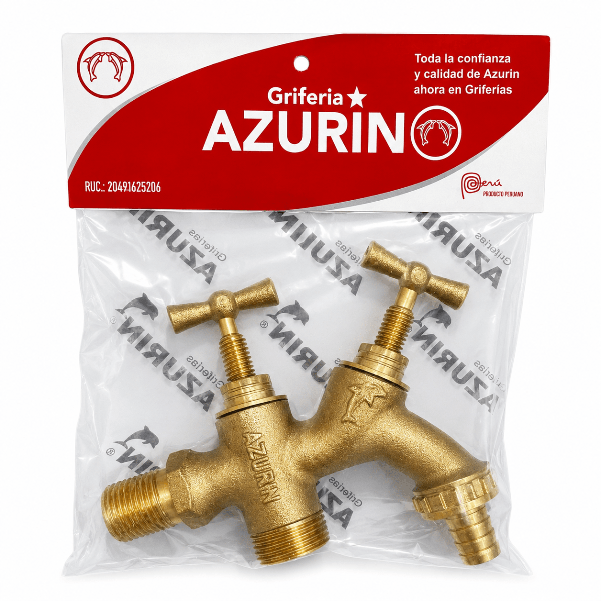 CAÑO PARA LAVANDERIA DOBLE SALIDA BRONCE AZURIN1