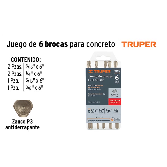 BROCA P/CEMENTO X 6 UNDS (11295) TRUPER2