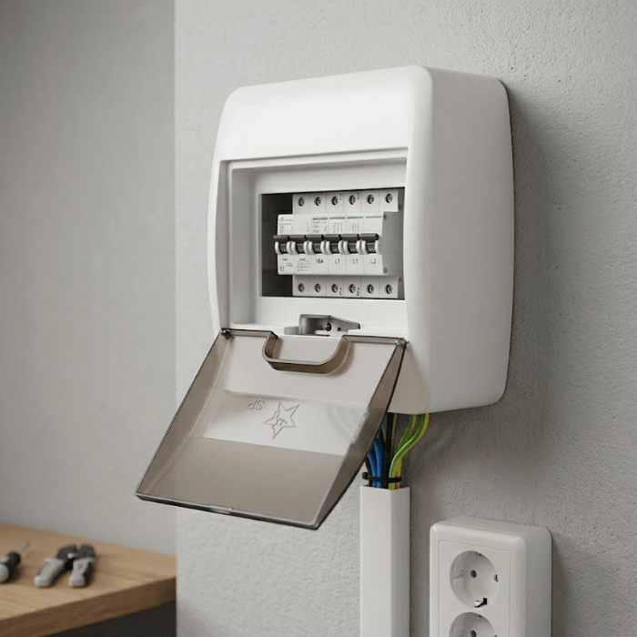 CAJA PLASTICA VISIBLE 6 POLOS (A-128)2