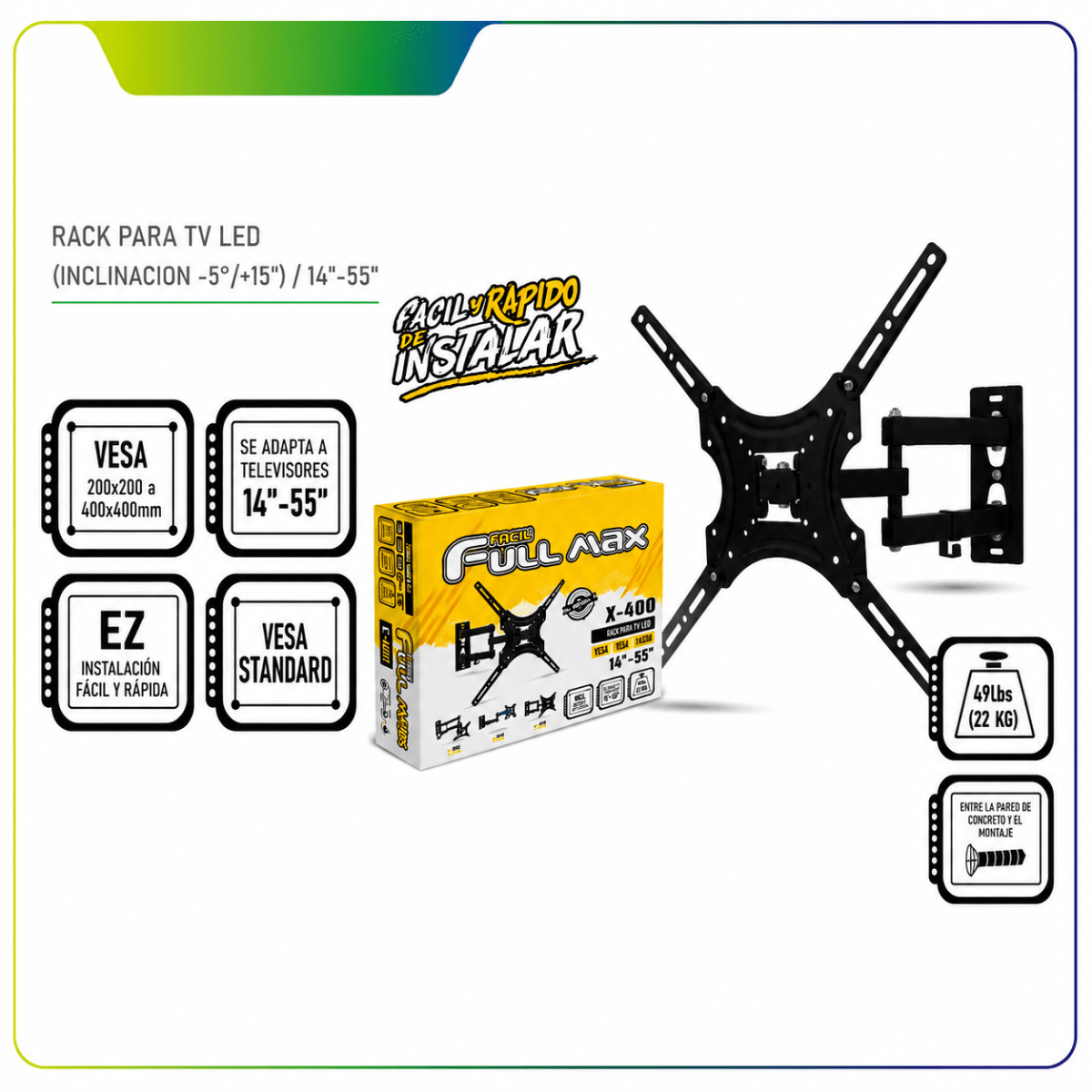 PACK RACK PARA TV 55