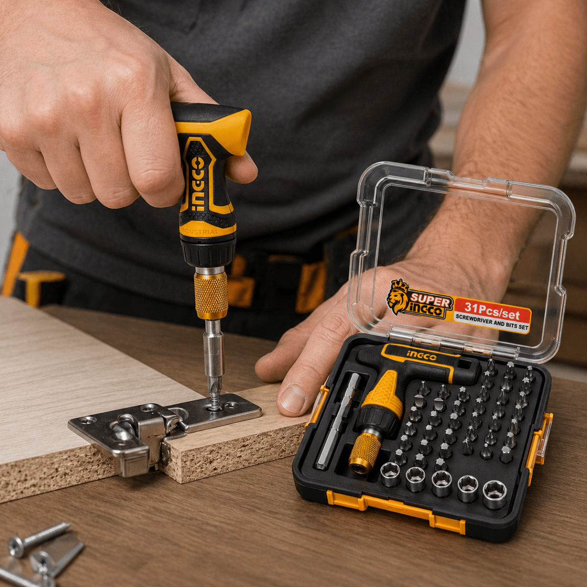 JUEGO DESTORNILLADOR 31PCS LLAVE DADOS PUNTAS HKSDB0318 INGCO3