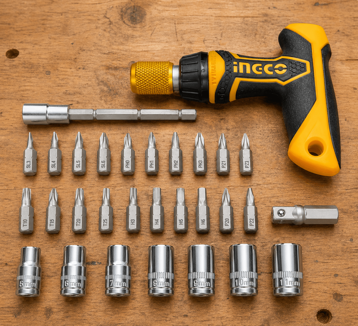 JUEGO DESTORNILLADOR 31PCS LLAVE DADOS PUNTAS HKSDB0318 INGCO2