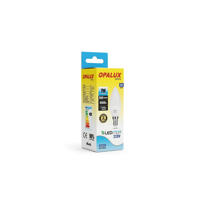 FOCO VELA LED 7W BLANCO E-14 (OP-7W31C) OPALUX1