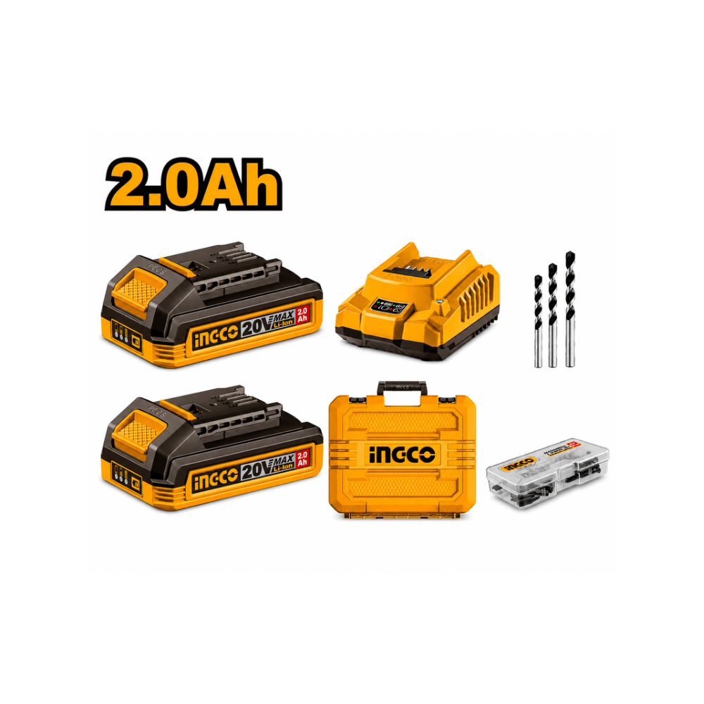 TALADRO PERCUTOR 55NM 20V + 2 BATERÍAS 2AH (CIDLI20558) INGCO3