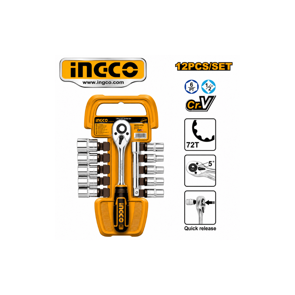 SET 12 DADOS + RATCHET DE 1/2” (HKTS12122) INGCO2