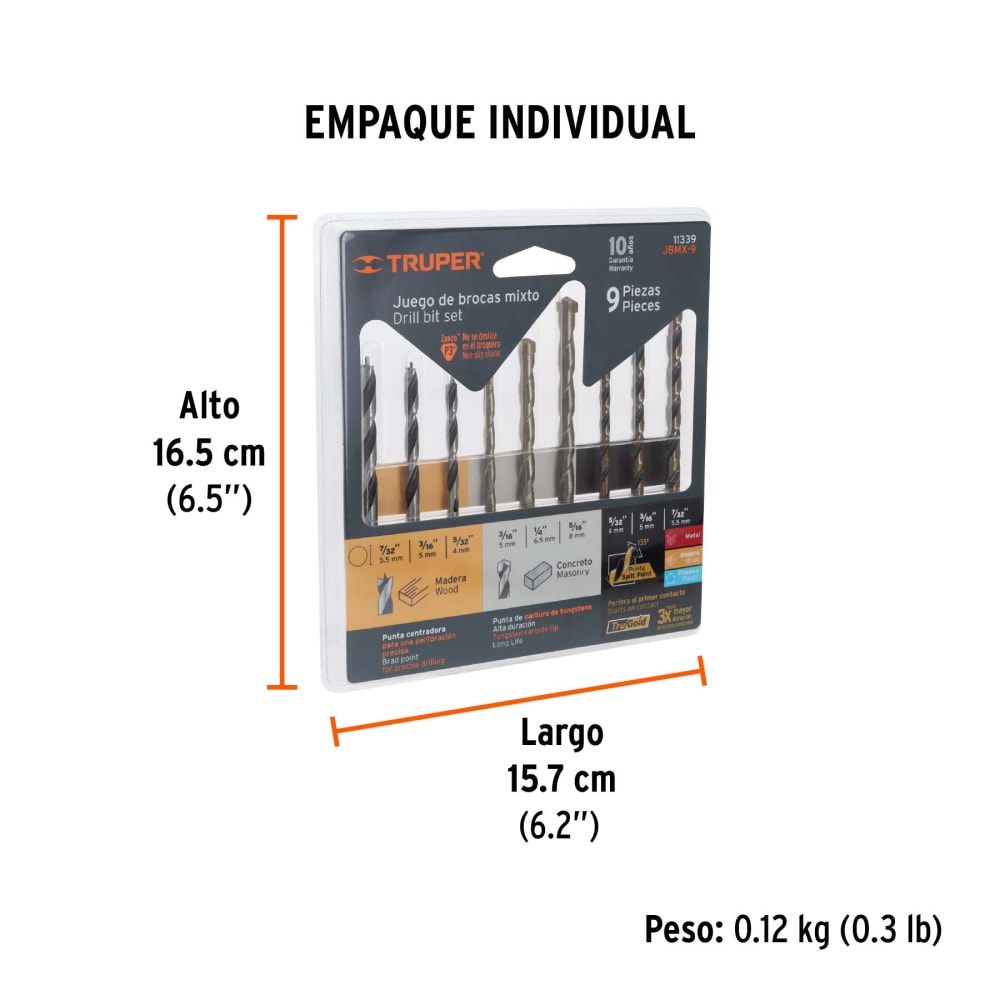 JUEGO DE BROCAS PARA MADERA CONCRETO Y METAL (11339) TRUPER4