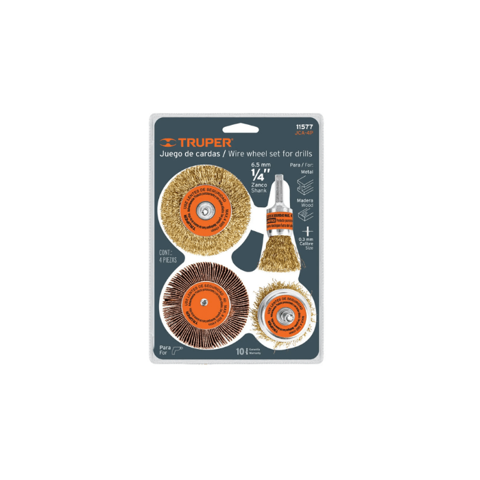 JGO x 4UNDS ESCOBILLA P/TALADRO (11577) TRUPER1