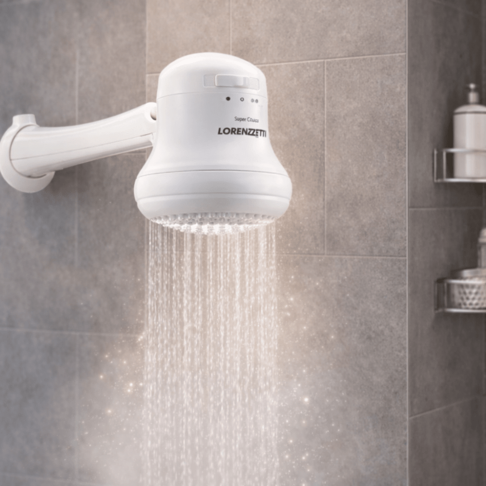 Pack Ducha eléctrica Lorenzetti 3 tiempos + Brazo p/ducha pvc1