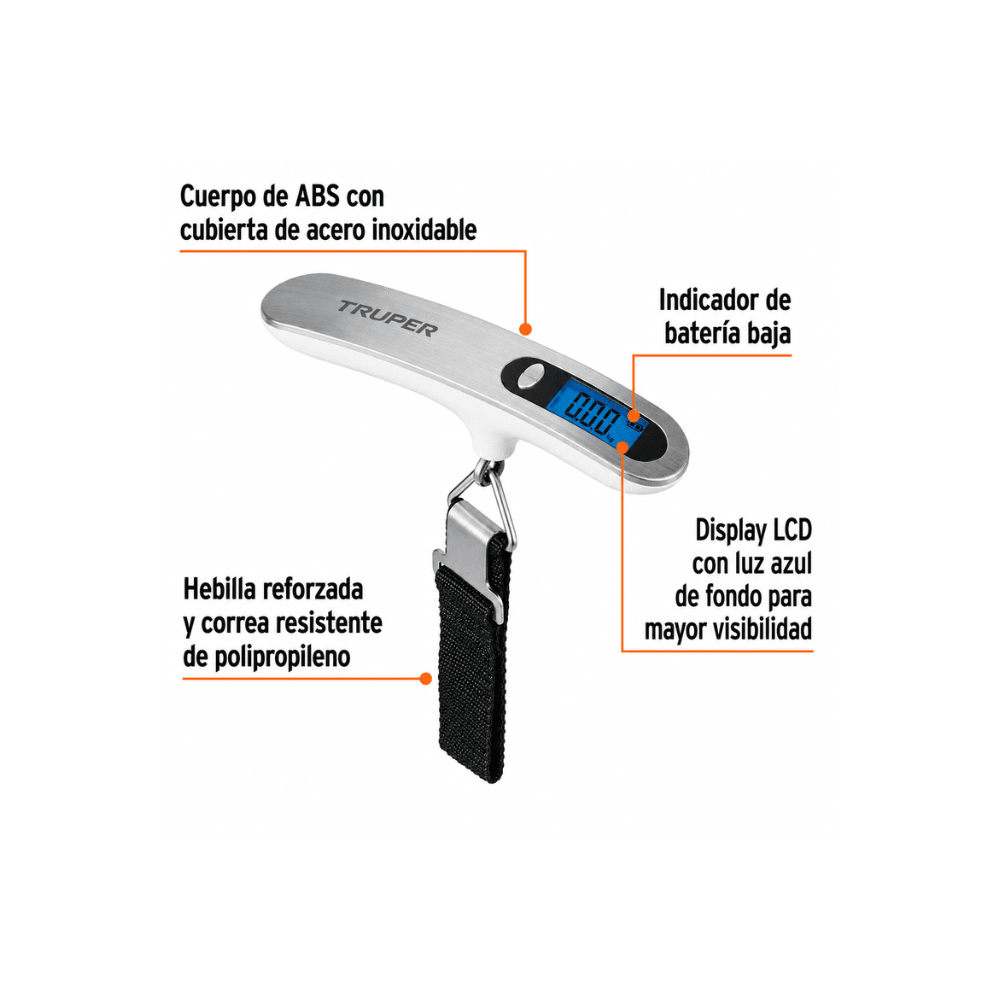 BALANZA ELECTRÓNICA PARA EQUIPAJE DE PILAS DE 50 KG TRUPER2