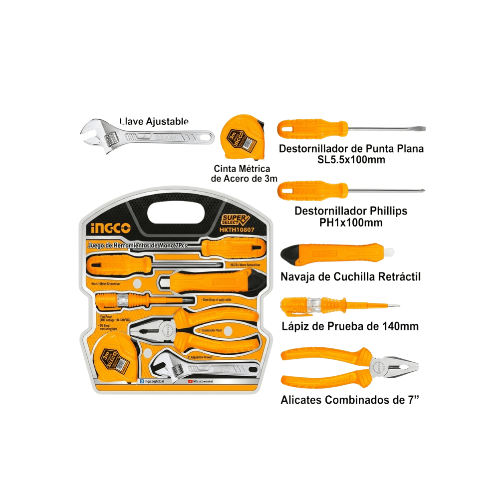 JUEGO DE HERRAMIENTAS 7 PIEZAS (HKTH10807) INGCO2