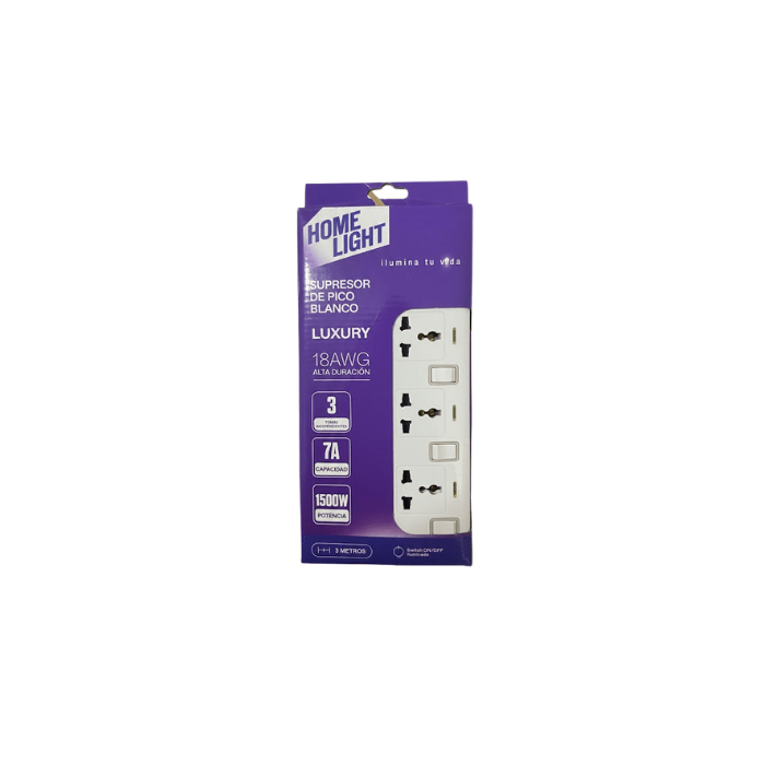 SUPRESOR DE PICO 3 TOMAS C/INTERRUPTOR X 3MTS HOME LIGHT2