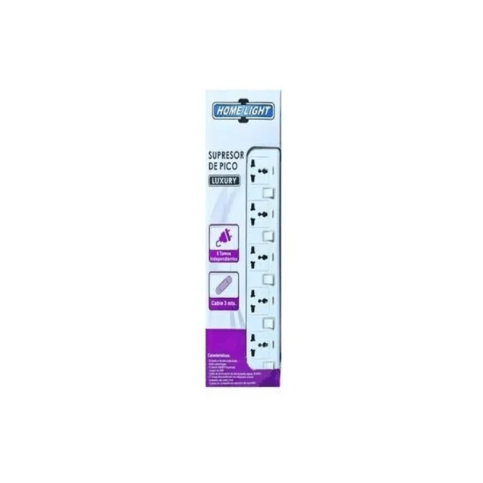 SUPRESOR DE PICO 5 TOMAS C/INTERRUPTOR X 3MTS HOME LIGHT2