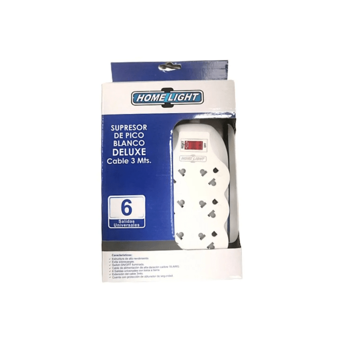 SUPRESOR DE PICO 6 TOMAS X 3MTS (166060) HOME LIGHT1