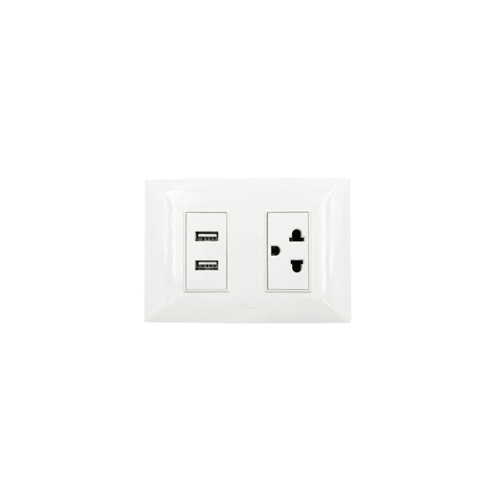 TOMACORRIENTE C/LINEA TIERRA + 2 USB (KF2296) OPALUX2