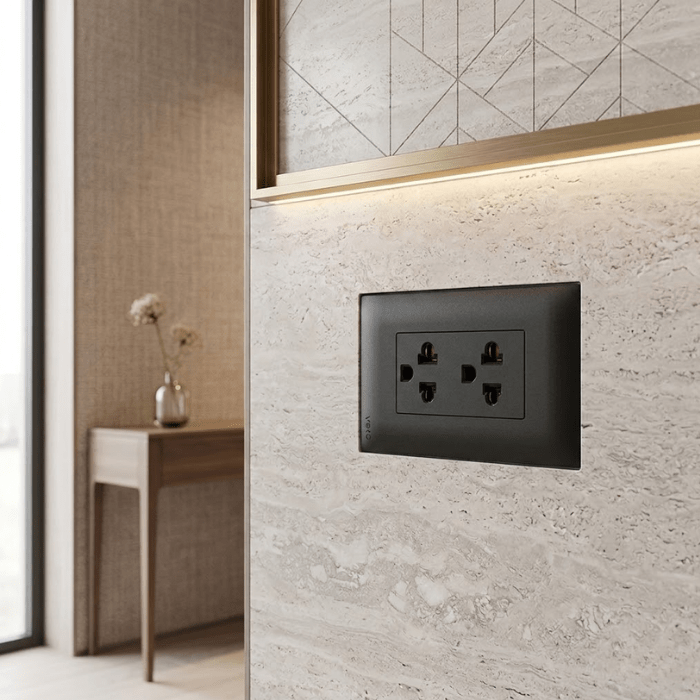 TOMA DOBLE LINEA TIERRA NEGRO (VIV19369) VETO2