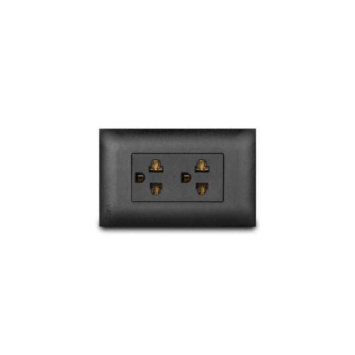 TOMA DOBLE LINEA TIERRA NEGRO (VIV19369) VETO1