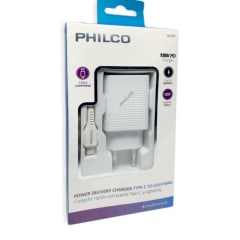 CARGADOR DE PARED PHILCO CARGA RAPIDA DE TIPO C A LIGHTNING