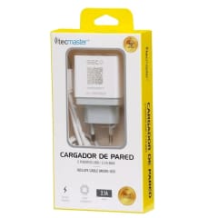 CARGADOR DE PARED DOBLE USB 2,1A CON CABLE MICRO USB
