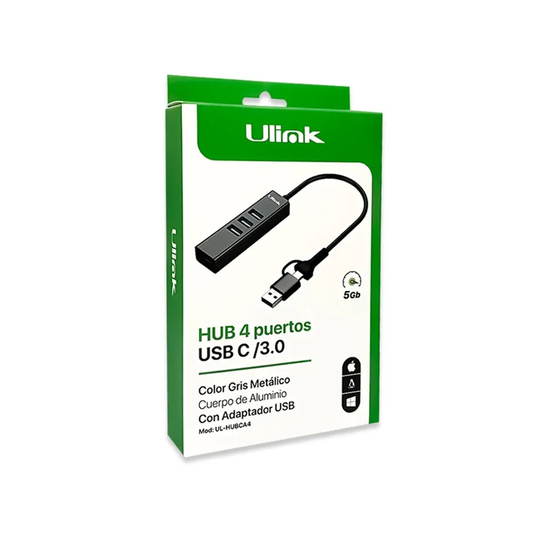 HUB USB 3.0 DE 4 PUERTOS CON USB-C Y USB-A2