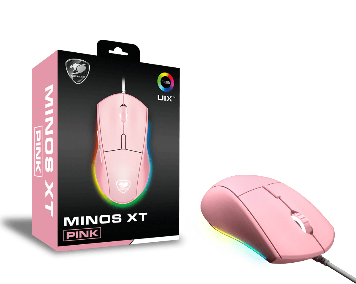MOUSE GAMER MINOS XT 4000 DPI 6 BOTONES RGB PINK3