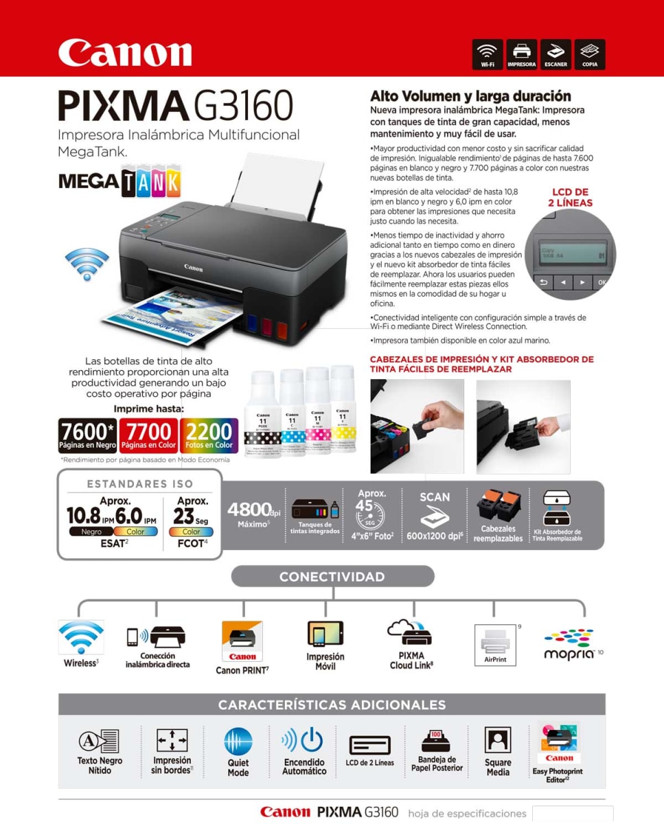 IMPRESORA MULTIF. CANON G3160 WI3