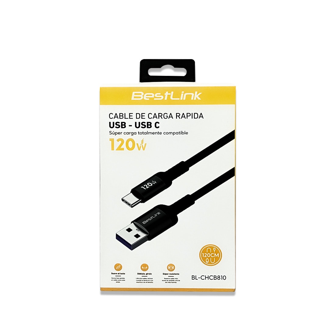 CABLE CARGA USB A TIPO C  CARGA RAPIDA 120W 1MT1