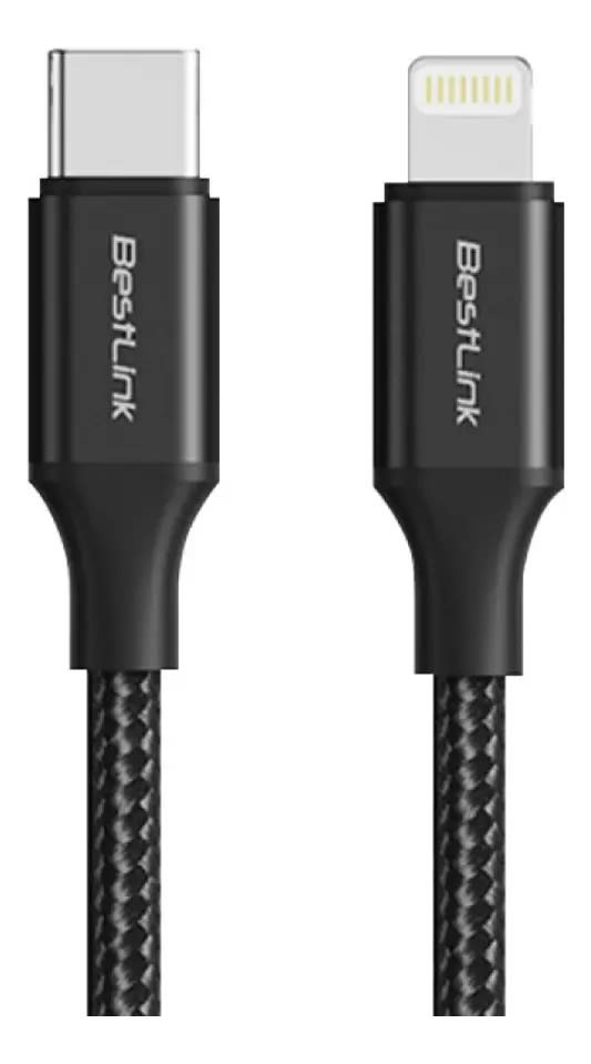 CABLE DE CARGA USB-C A LIGHTNING NEGRO1