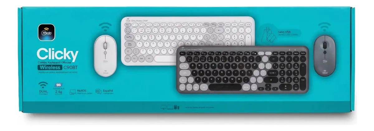 KIT DE TECLADO Y MOUSE INALÁMBRICO CLICKY C90BT2