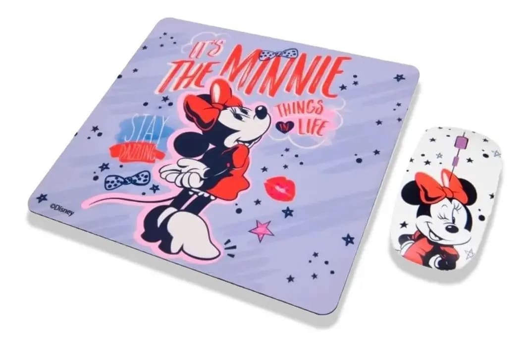 KIT MOUSE INALÁMBRICO Y MOUSEPAD MINNIE1