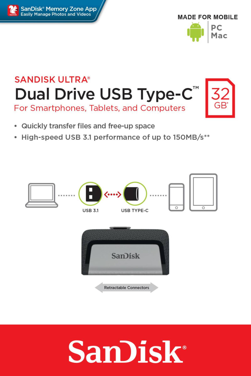 DUAL DRIVE USB 3.1 TYPE-C SANDISK 32GB1