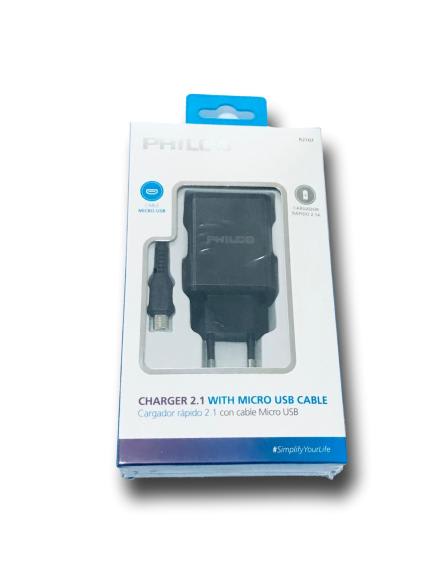 CARGADOR DOBLE USB PHILCO R2107 NEGRO1