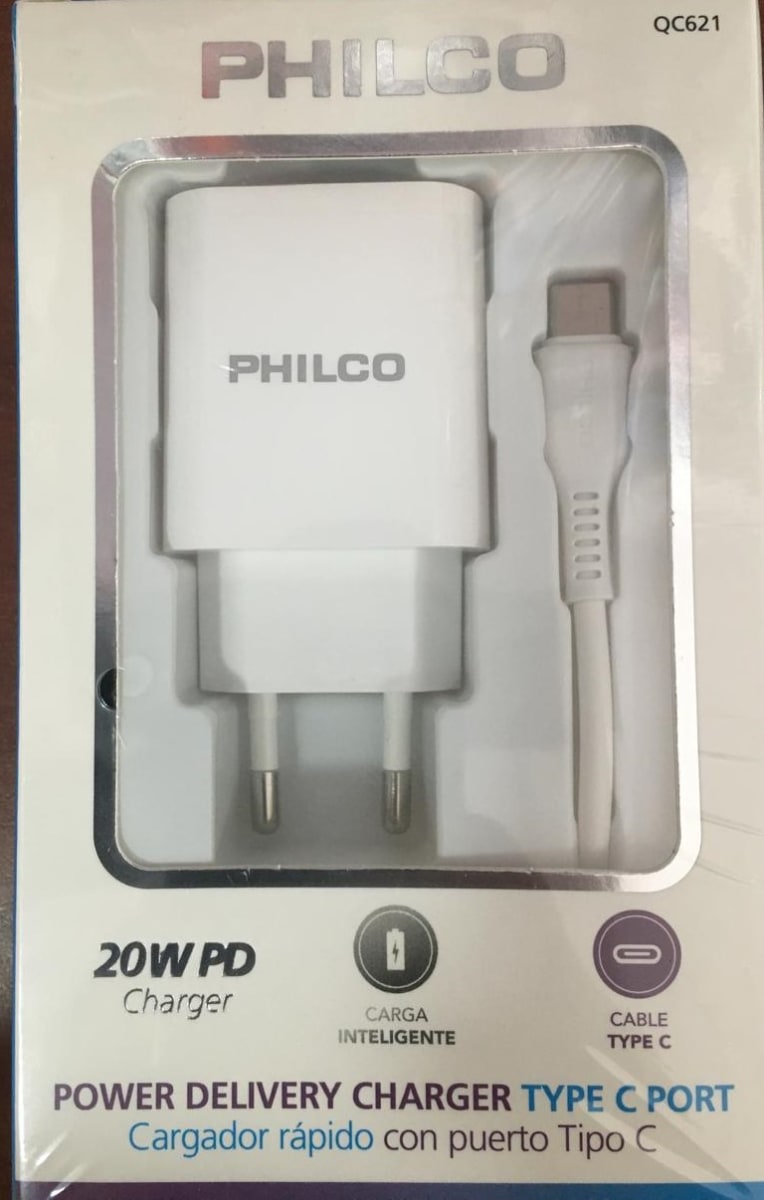 CARGADOR DE PARED PHILCO CARGA RAPIDA   CON PUERTO DE C A C1