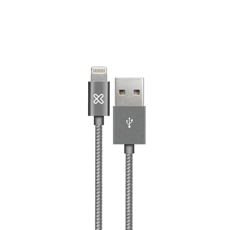 CABLE KLIPX LIGHTING TEJIDO SILVER IPHON1