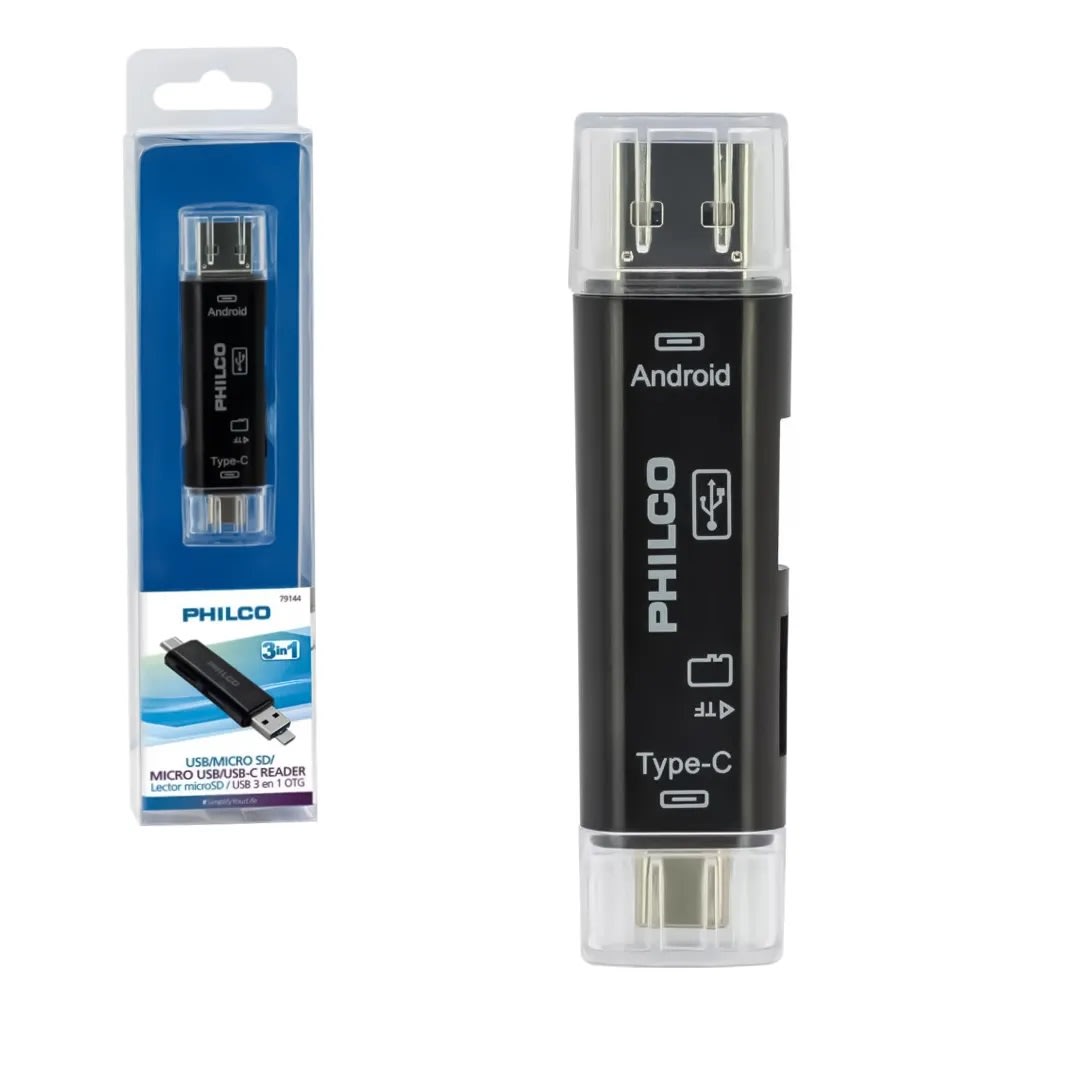 LECTOR MICRO SD/USB 3 EN 1 OTG PHILCO1