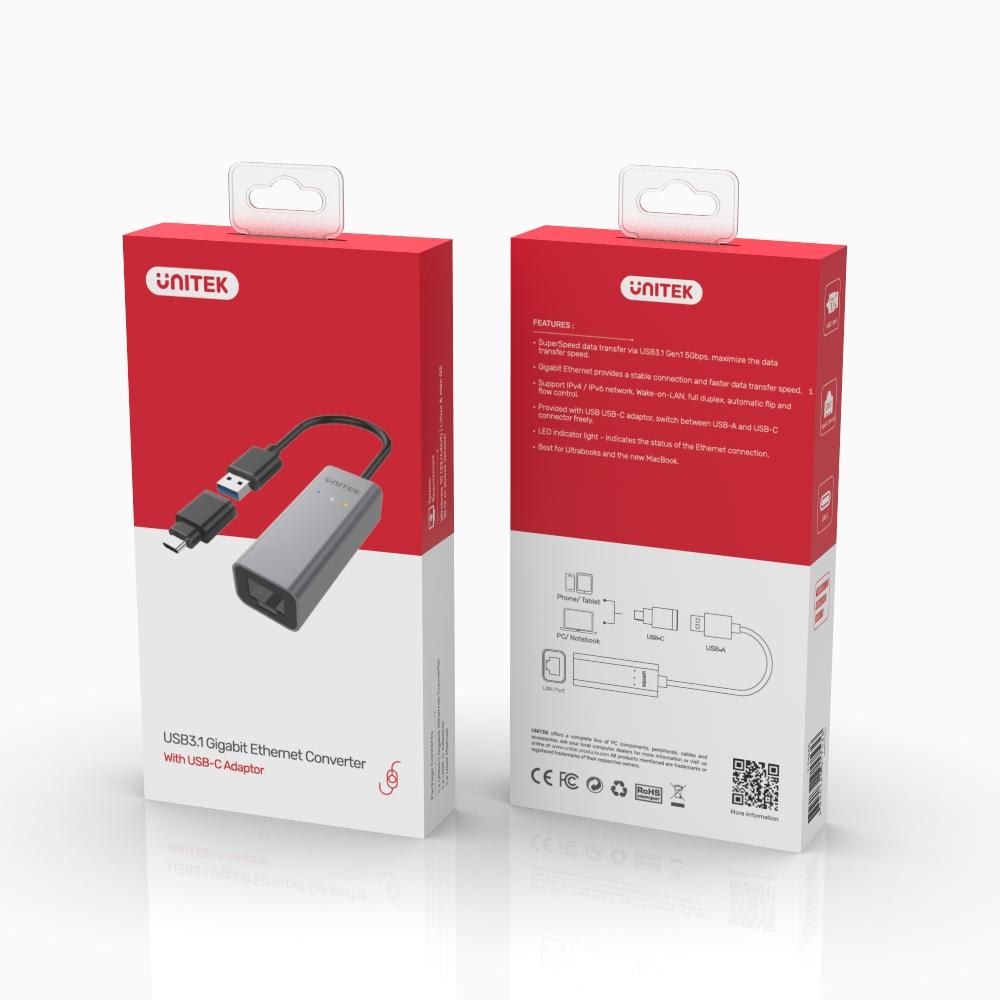 ADAPT. USB 3.0 A RJ45 GIGA C/ADAPT. TIPO C UTEK6