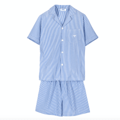 PIJAMA CORTO CLASICO LISTADO CELESTE