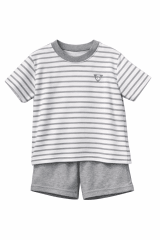 PIJAMA CORTO NIÑO LISTADO GRIS