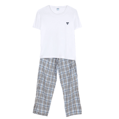 PIJAMA MUJER CELESTE MANGA CORTA