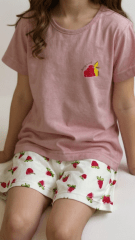 PIJAMA CORTO MUJER 2/PZAS. ROSADO FRUTILLAS